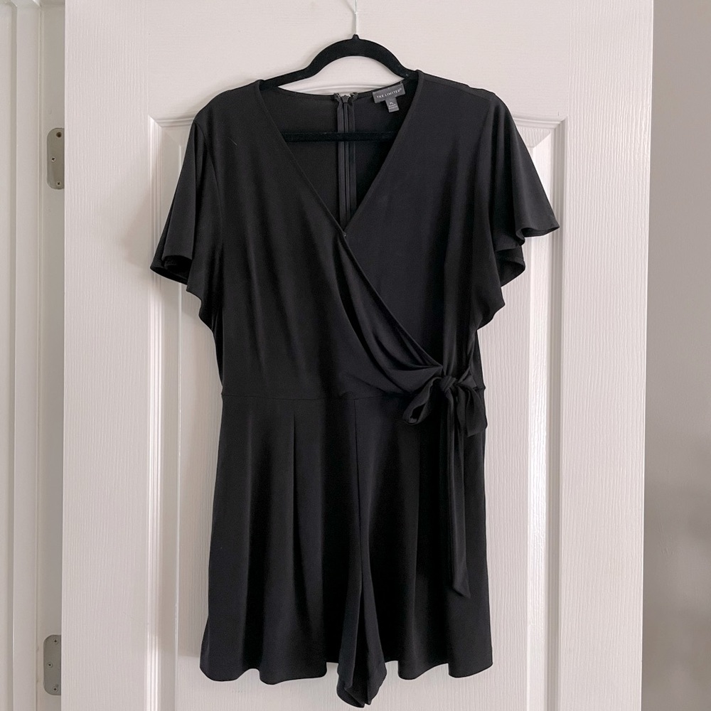 The Limited Black Wrap Tie Romper